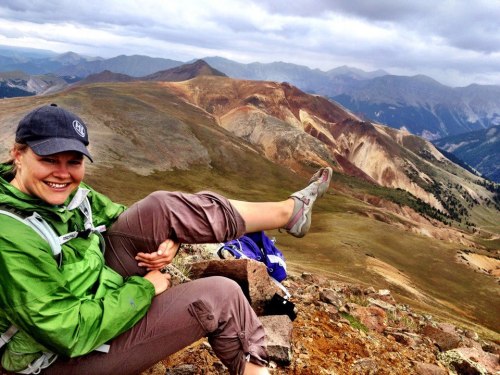 Up Matterhorn in Colorado, happy in my VFFs.