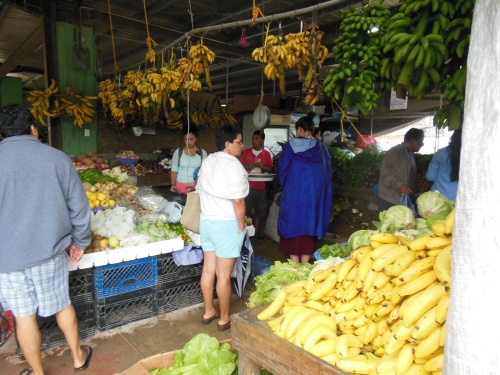 A traditional produce stall at the market.
