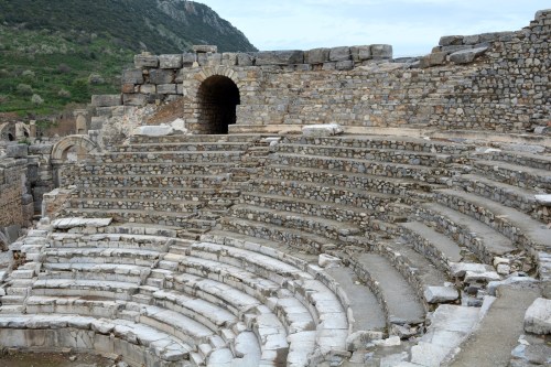 This is the one of the theaters at Ephesus.  These are at all the ancient sites and it should come as no surprise that the acoustics are excellent. 